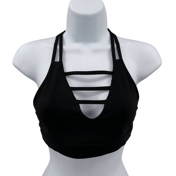 Zyia Active Grid Bra S Black Fully Lined Mesh Racer Back Removable Pads Strappy - Picture 1 of 15